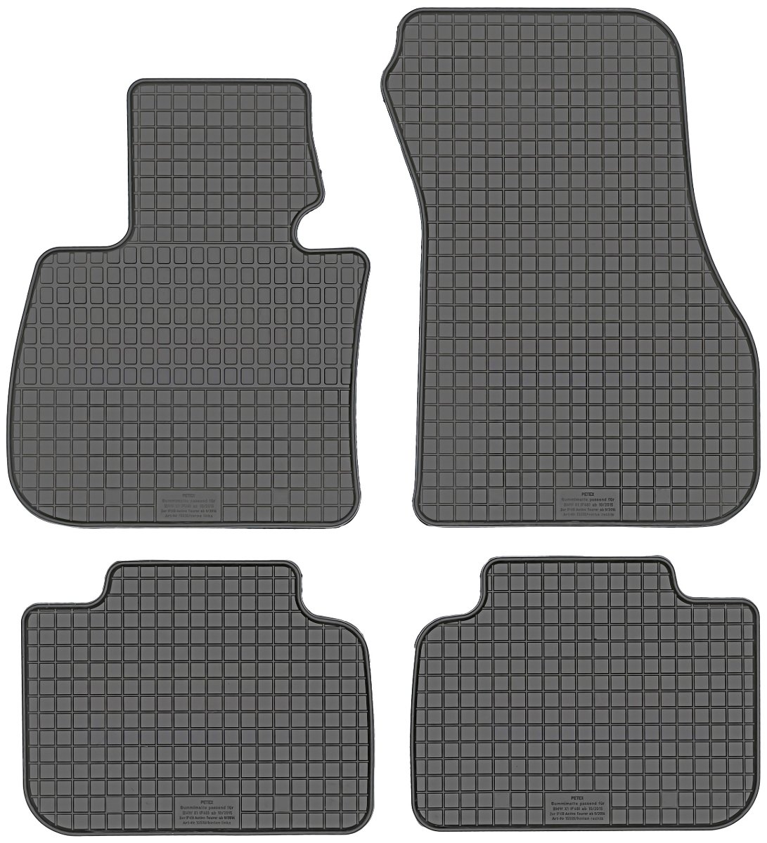 PETEX Petex 15510 mata gumowa 4-częściowe czarne BMW X1 (F48) od 10/2015/-częściowy (F45) Active Tourer od 09/2014
