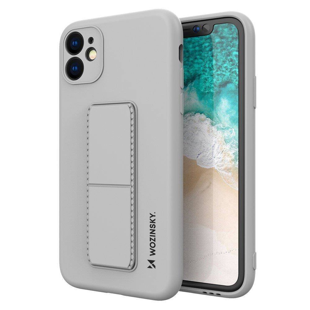 Wozinsky Kickstand Case elastyczne silikonowe etui z podstawką Samsung Galaxy A32 5G szary