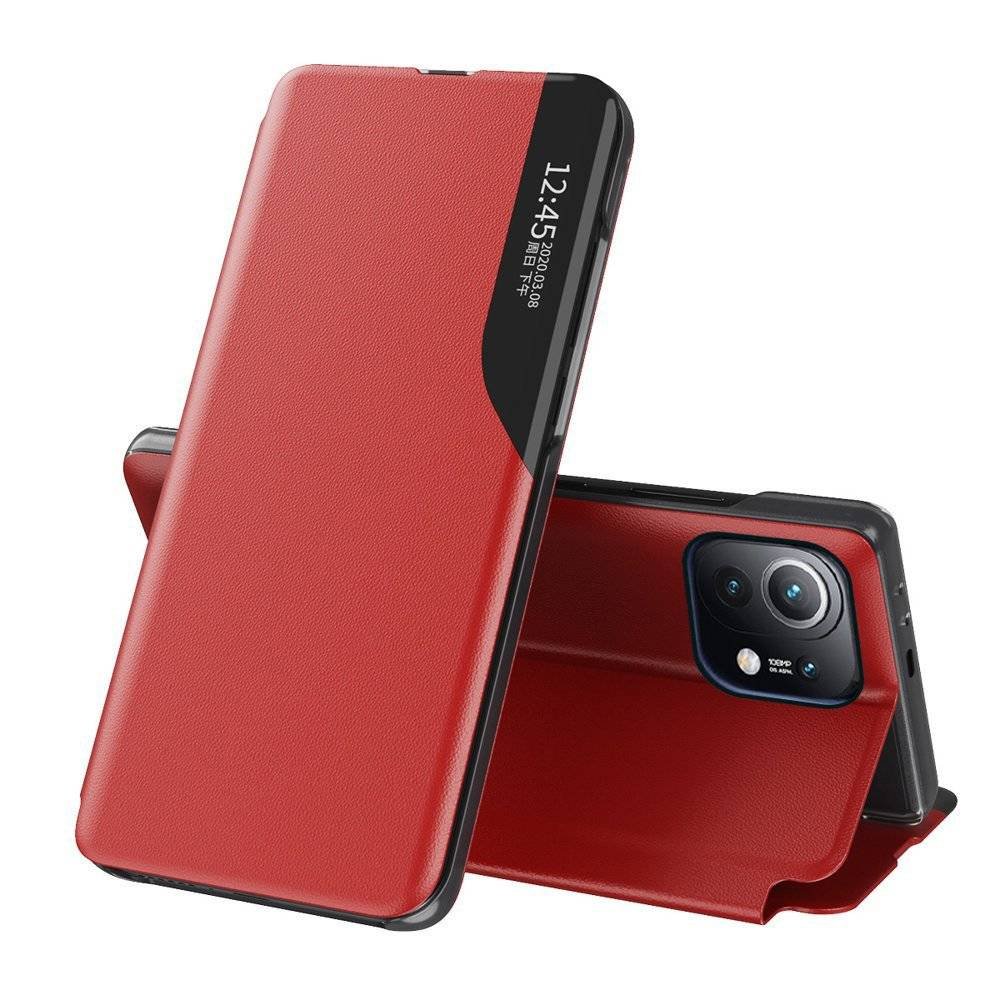 Eco Hurtel Leather View Case elegancki futerał etui z klapką i funkcją podstawki Xiaomi Mi 11 czerwony