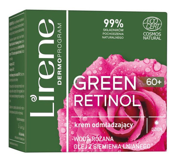 Lirene GREEN RETINOL 60+ Odmładzający krem do twarzy na dzień - 50 ml