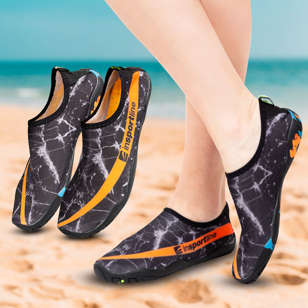 InSportLine Buty kąpielowe do wody jeżowce Granota dla kobiet i mężczyzn, Czarny/pomarańczowy, 40 23308-40