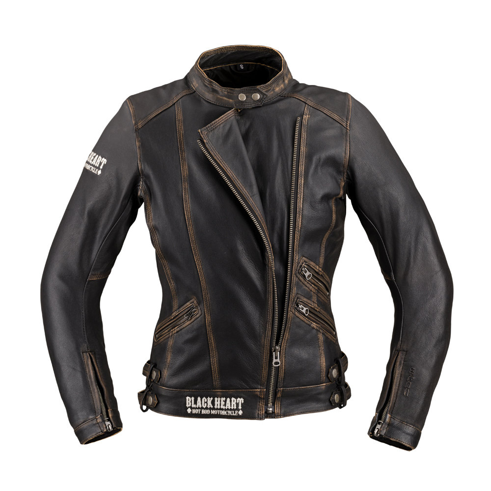 Vintage W-TEC Black Heart Damska skórzana kurtka motocyklowa W-TEC Black Heart Lizza, Brązowy M 22894-M