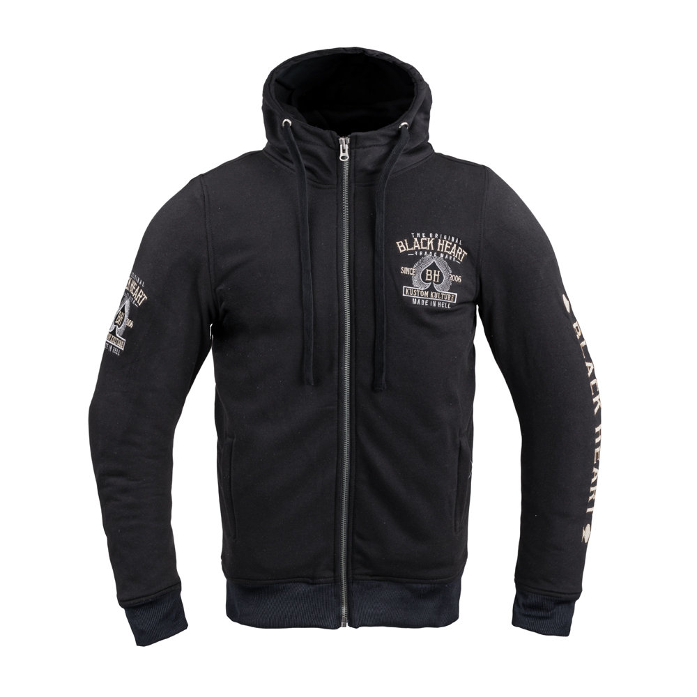 W-TEC Black Heart Bluza męska z kapturem W-TEC Black Heart Kustom Kulture Hoodie z aramidem, Czarny, XXL 22870-XXL