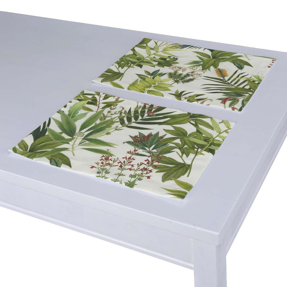 Dekoria pl pl Podkładka 2 sztuki zielono-czerwona rośliność na białym tle 40 x 30 cm Tropical Island