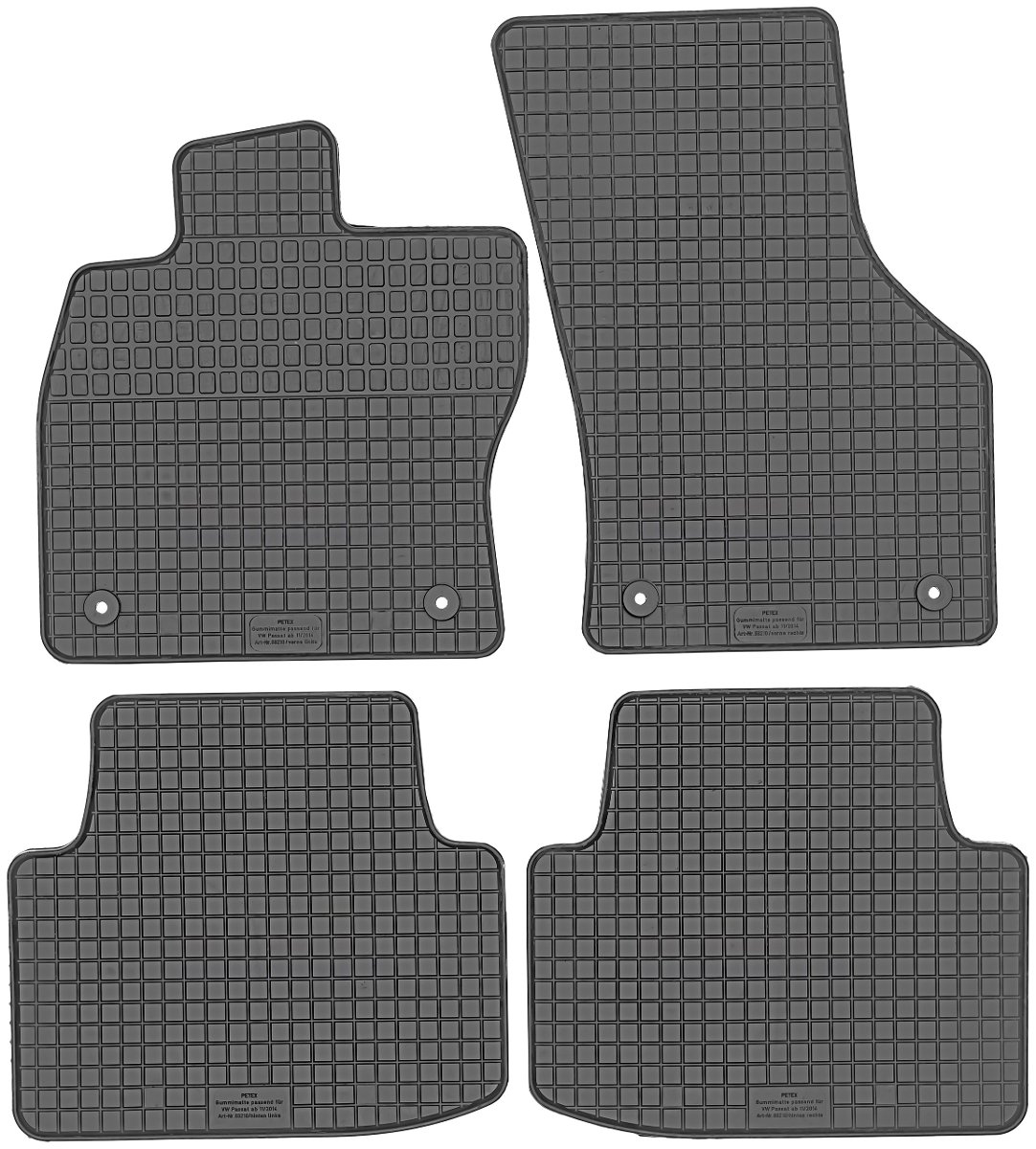Petex dywaniki gumowe pasujące do Passat od 11/2014 / Passat GTE Variant od 11/2014 wycieraczki czarne 4-częściowe
