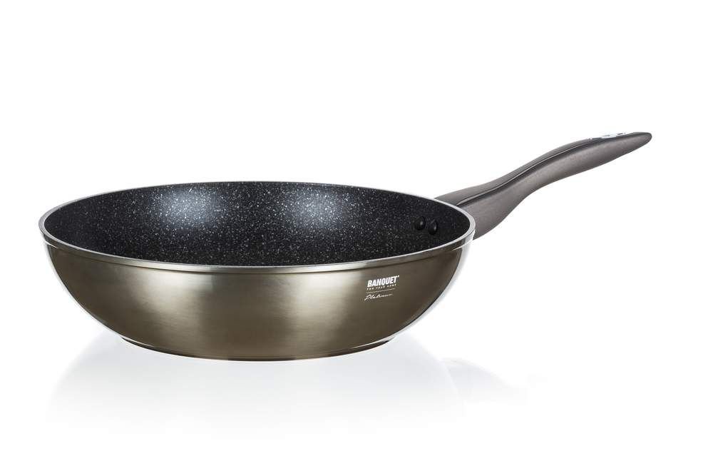 Banquet Patelnia WOK z powłoką nieprzywierającą Metallic Platinum, 28 x 7,8 cm