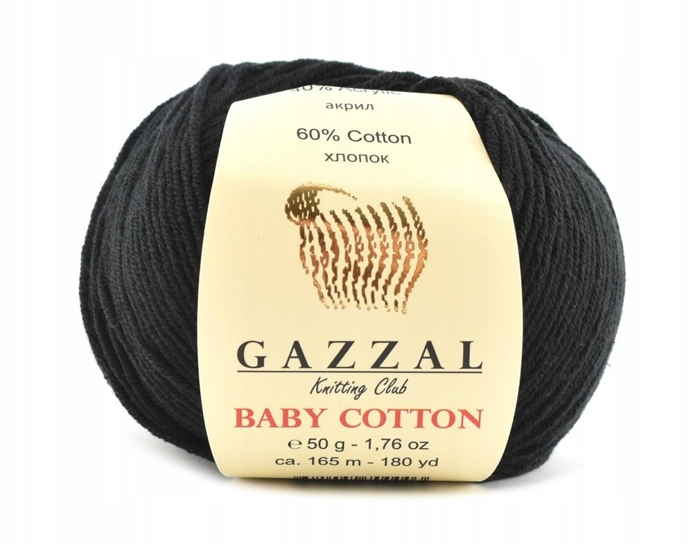 Włóczka Gazzal Baby Cotton 3433 - 50g - czerń