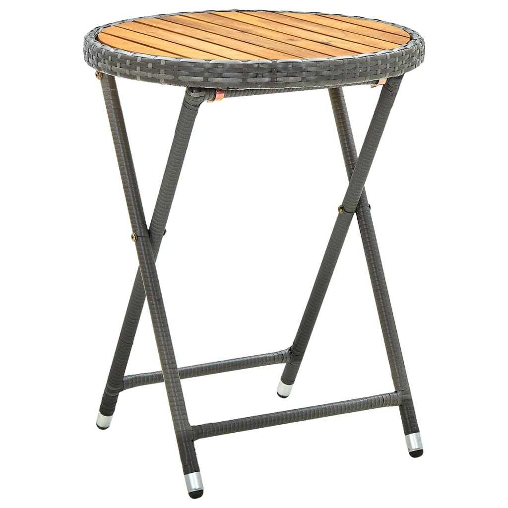 vidaXL Lumarko Stolik herbaciany, szary, 60 cm, rattan PE i drewno akacjowe! 316510