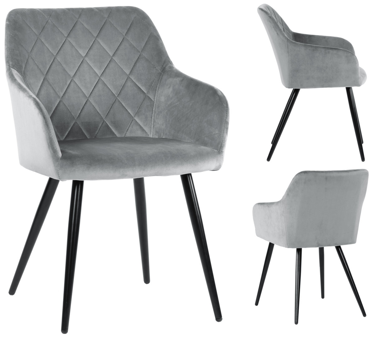 ExitoDesign Krzesło tapicerowane Milton velvet grey EXUDC8266GY13