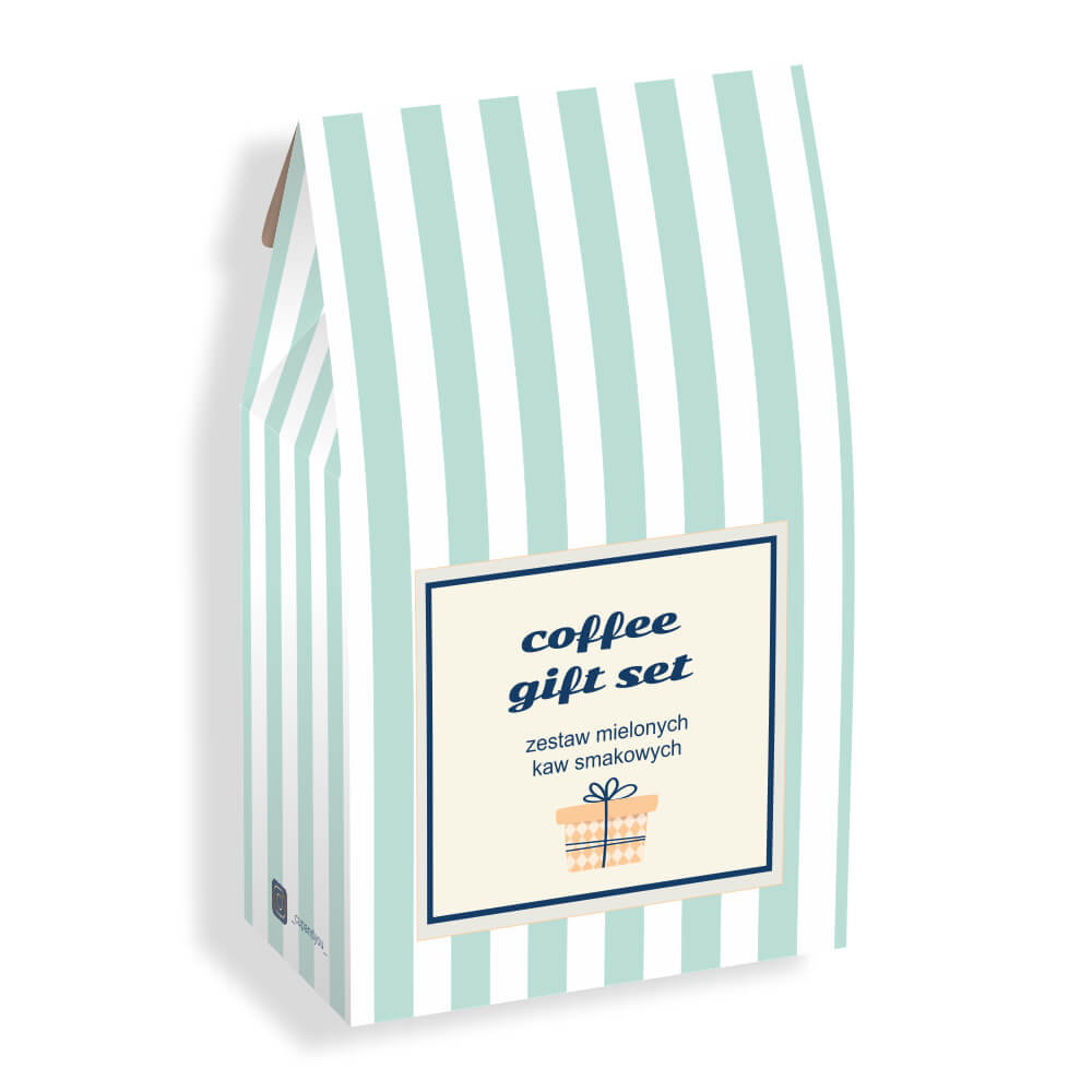 COFFEE GIFT SET. Zestaw kaw – uniwersalny i gustowny prezent upominek podarunek z kawą smakową w saszetkach 10x10g