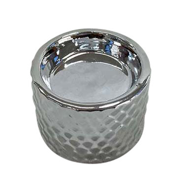 Świecznik Porcelanowy Relief Srebrny 6,5X6,5X4,5 Cm