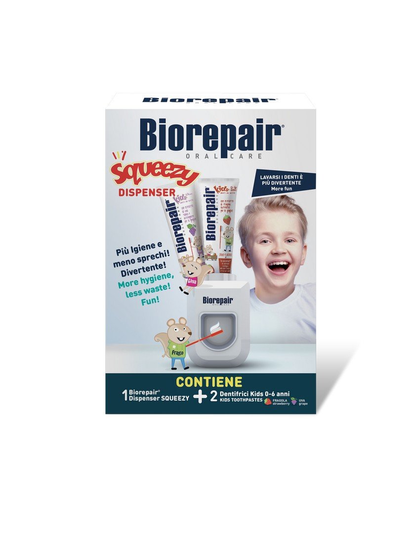 Biorepair BioRepair Aqueezy dozownik do pasty dla dzieci + 2szt. pasty Biorepair KIDS