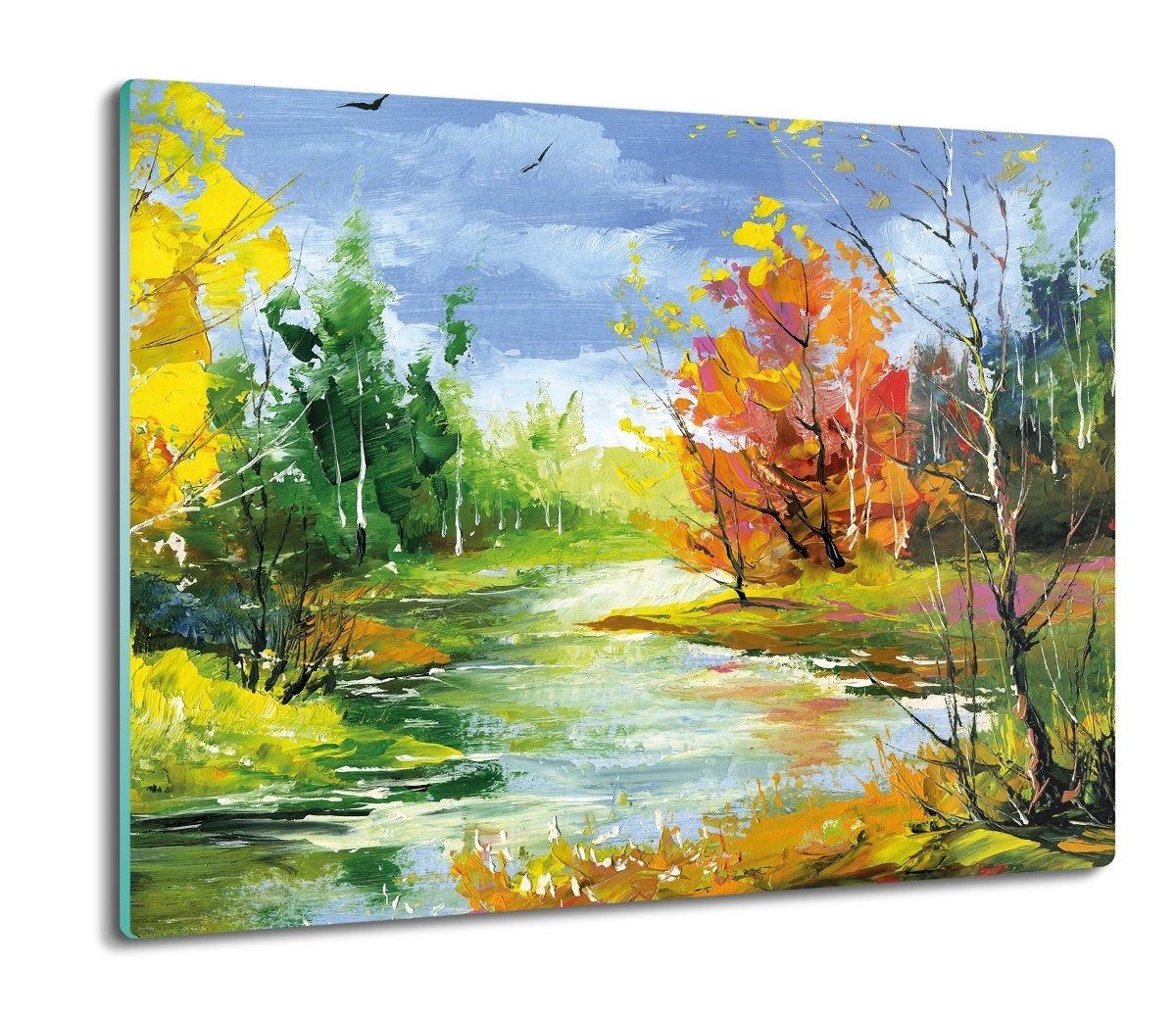 osłonka kuchenna szklana Las rzeka obraz 60x52, ArtprintCave