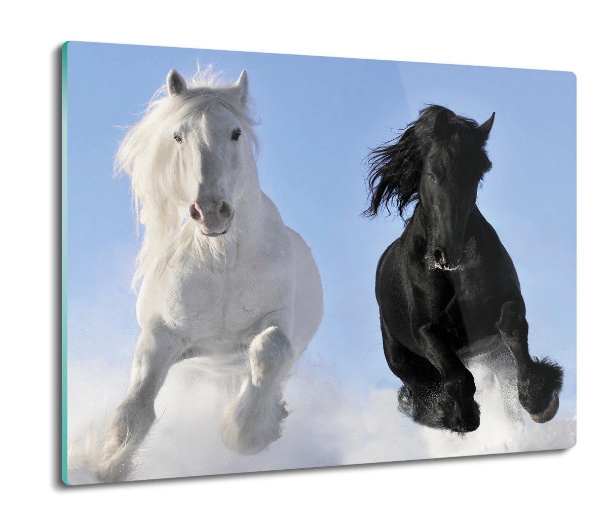 szklana osłona na indukcję Konie galop śnieg 60x52, ArtprintCave