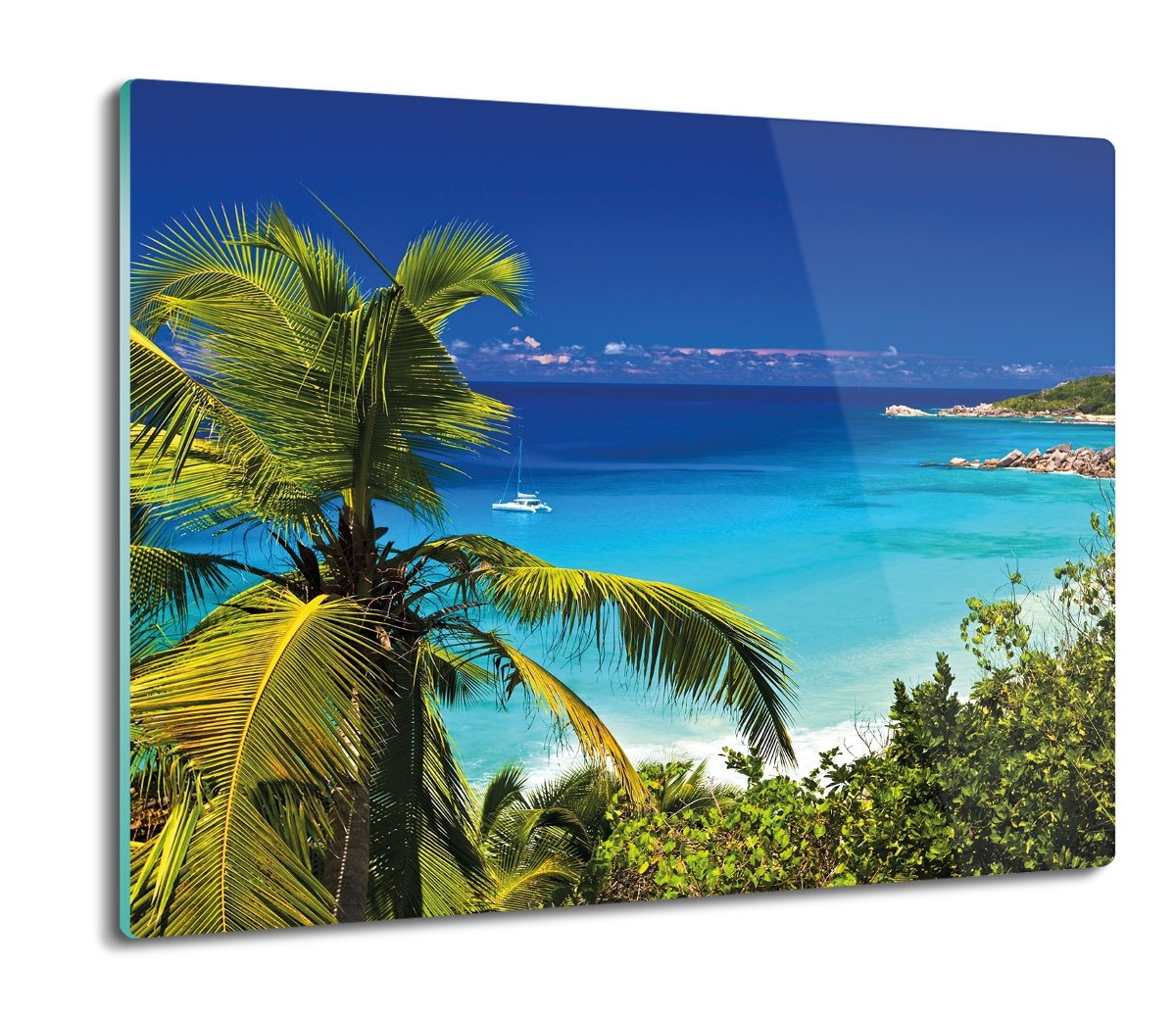 szklana osłona na indukcję Palmy morze plaża 60x52, ArtprintCave