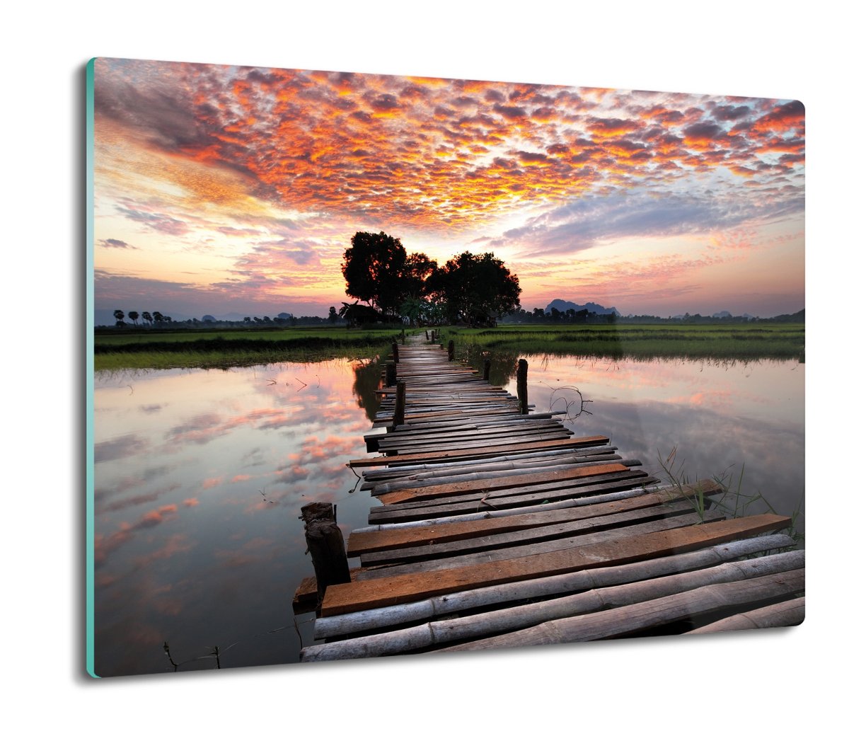 szklana osłonka z foto Pomost chmury woda 60x52, ArtprintCave