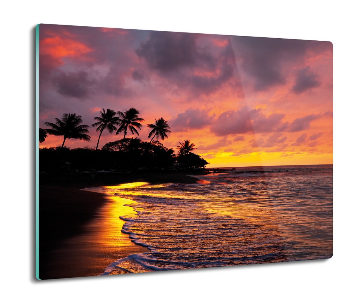 osłonka kuchenna szklana Plaża palmy słońce 60x52, ArtprintCave