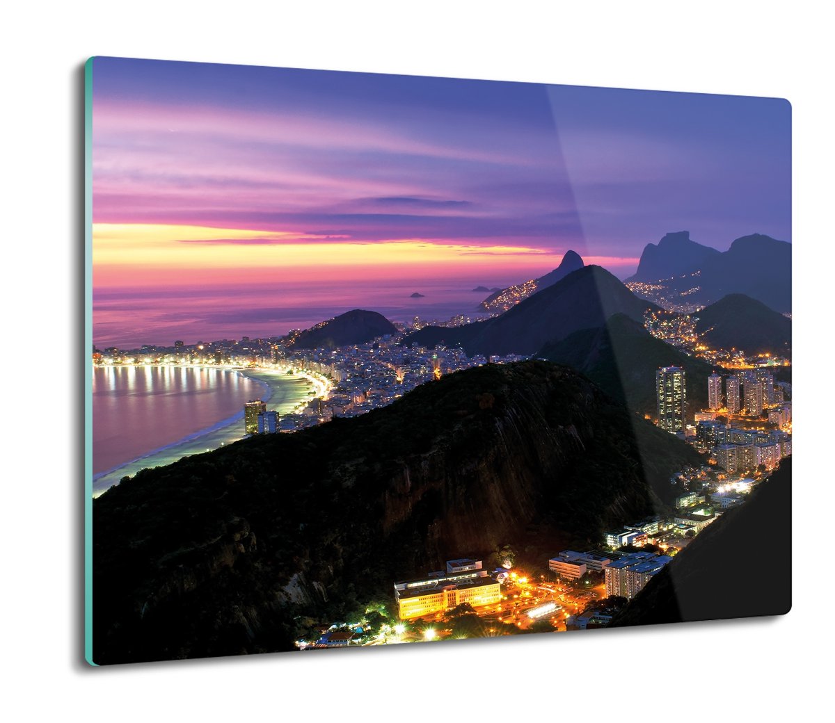 z grafiką splashback szklana Miasto Rio noc 60x52, ArtprintCave