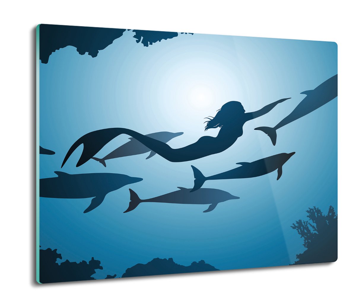 szklana osłona kuchenna Syrena delfiny ocean 60x52, ArtprintCave