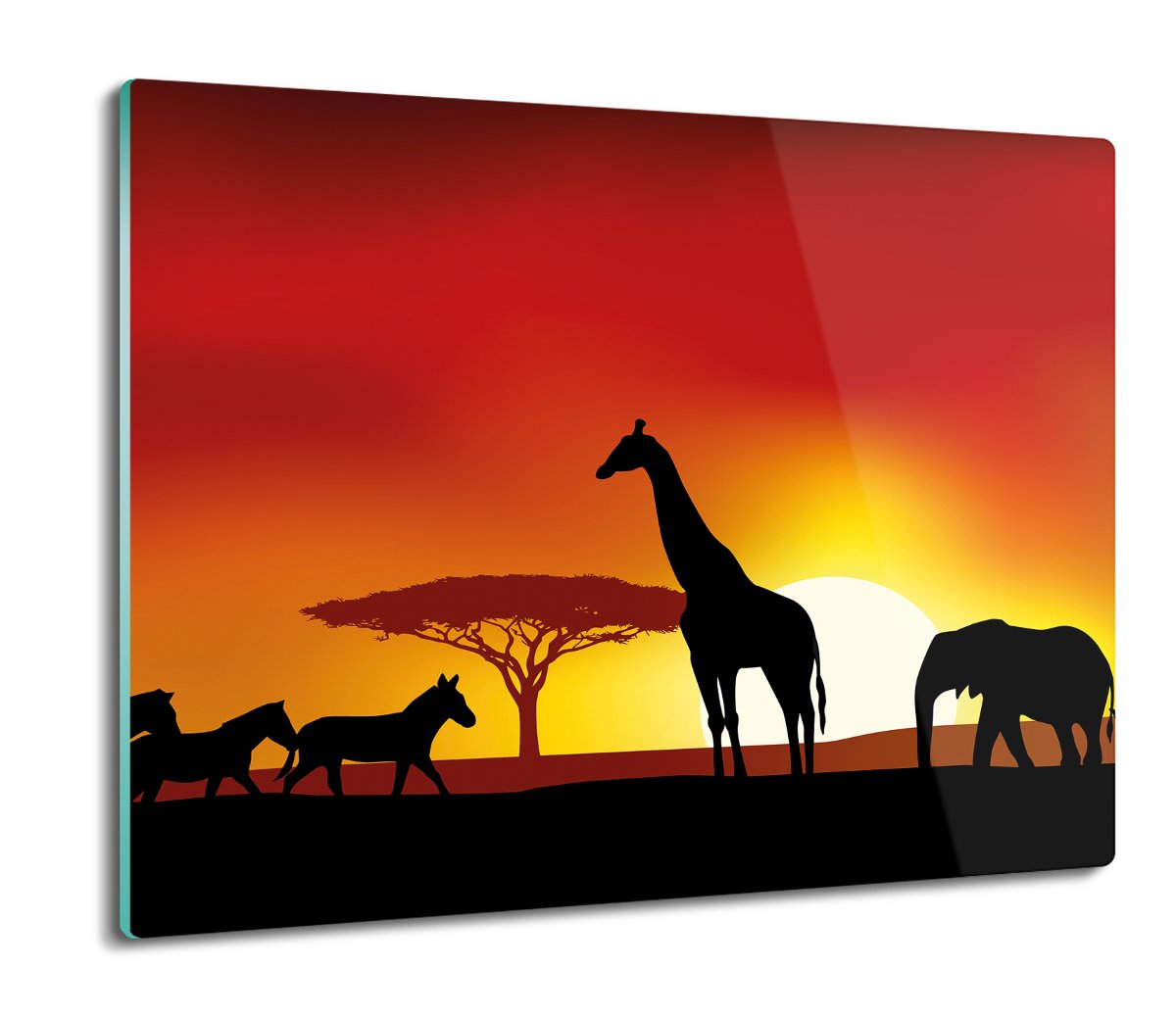 ze szkła osłonka druk Zachód słoń żyrafa 60x52, ArtprintCave