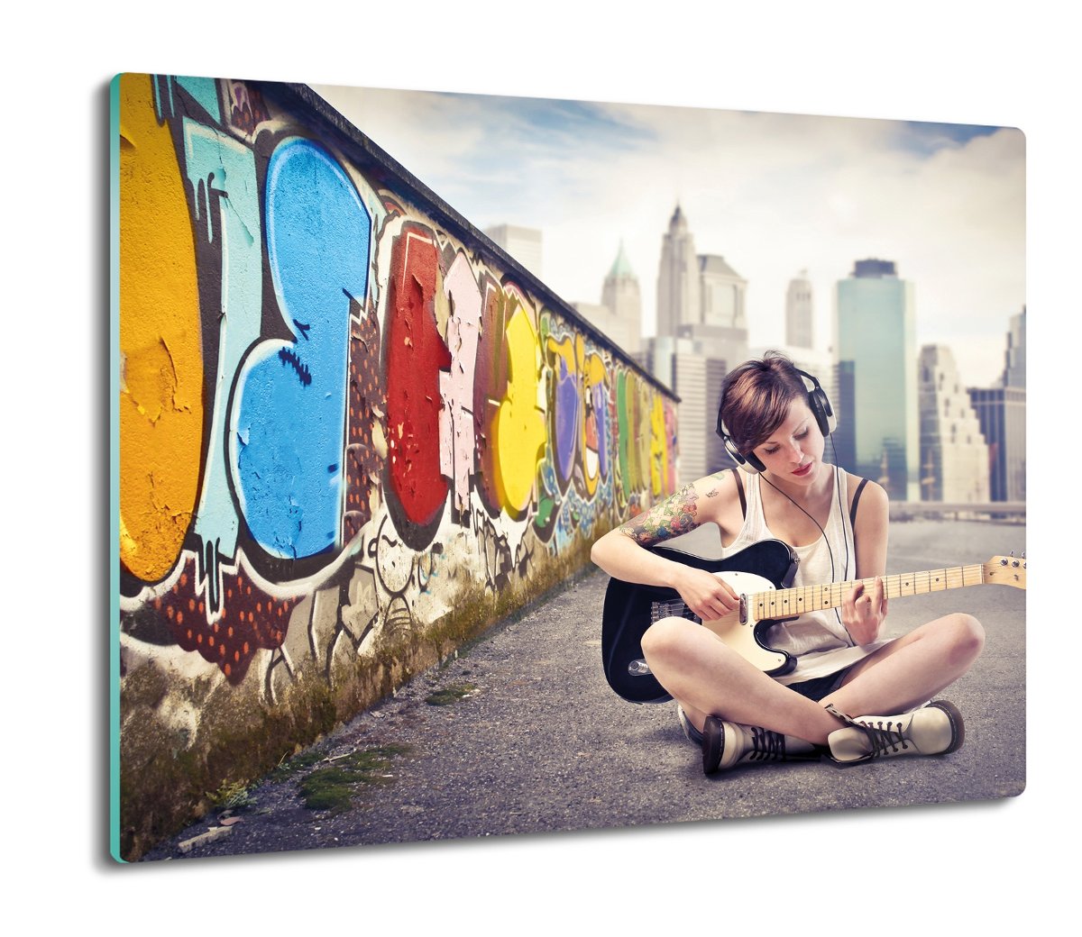 ochrona na indukcję Kobieta gitara ulica 60x52, ArtprintCave