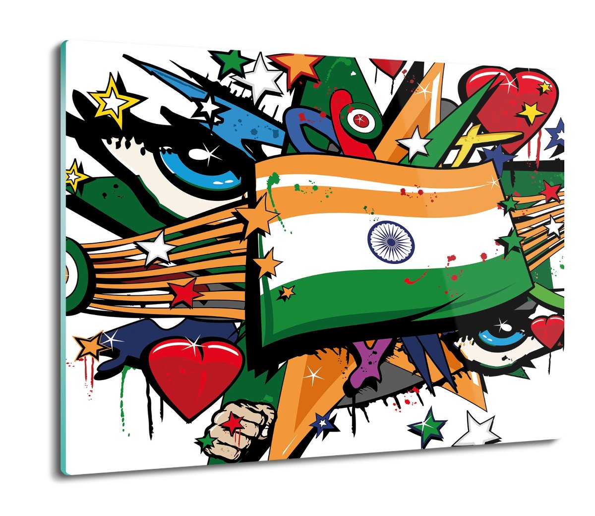 szklana osłona kuchenna Flaga Indii graffiti 60x52, ArtprintCave