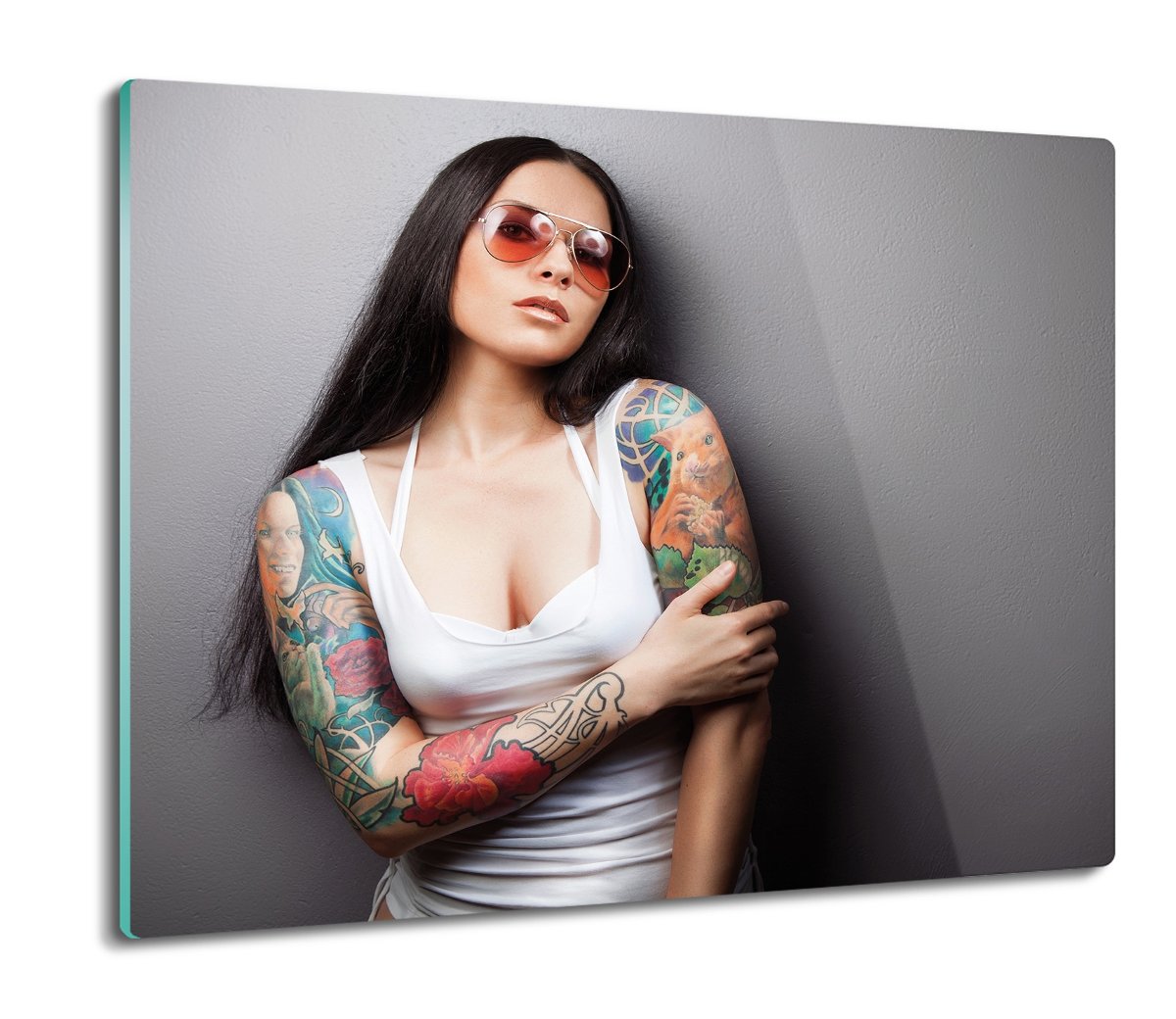 szklana osłonka z foto Kobieta ciało tatuaż 60x52, ArtprintCave