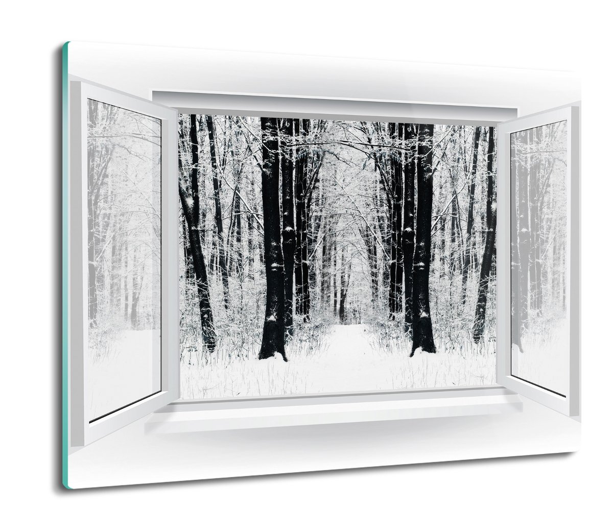 szklana osłonka kuchenna druk Okno zima las 60x52, ArtprintCave