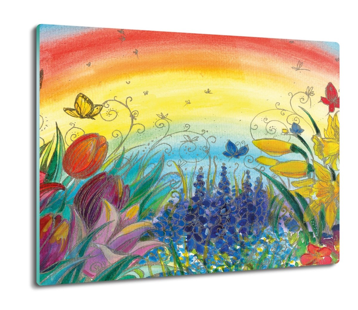 ze szkła osłonka szklana Tęcza kwiaty motyle 60x52, ArtprintCave