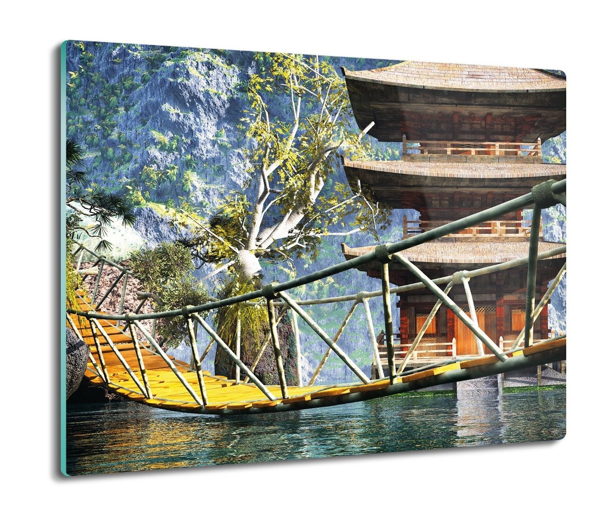 szklana splashback druk Góry most świątynia 60x52, ArtprintCave