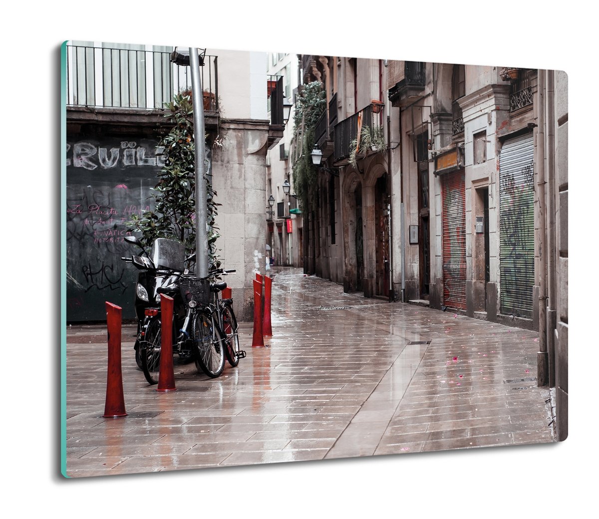 osłona płyty kuchennej z foto Uliczka rowery 60x52, ArtprintCave