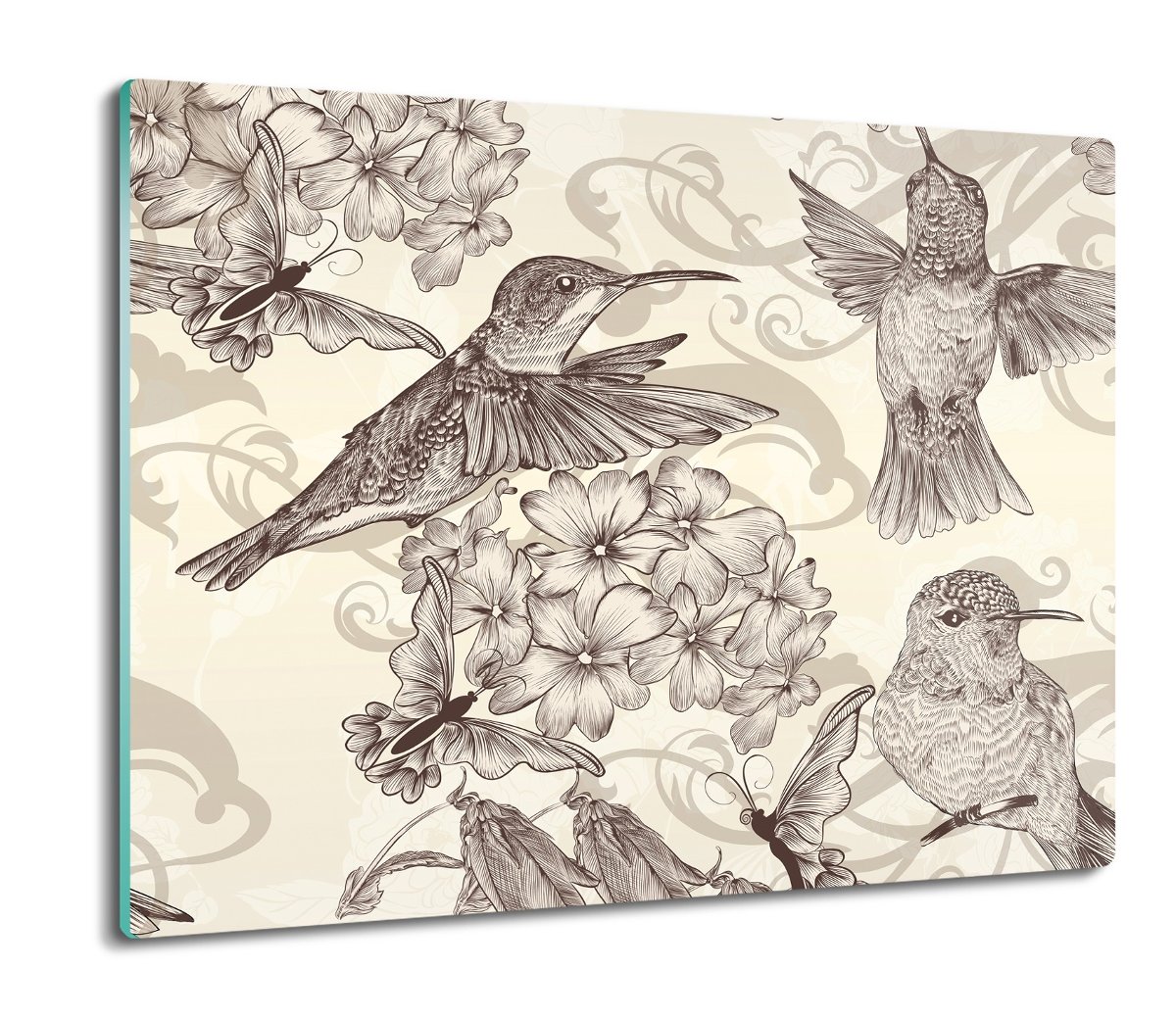 osłonka kuchenna ze szkła Ptaki kwiaty wzór 60x52, ArtprintCave