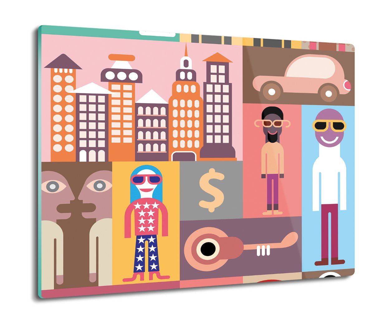 szklana osłona kuchenna Kolaż styl pop art 60x52, ArtprintCave