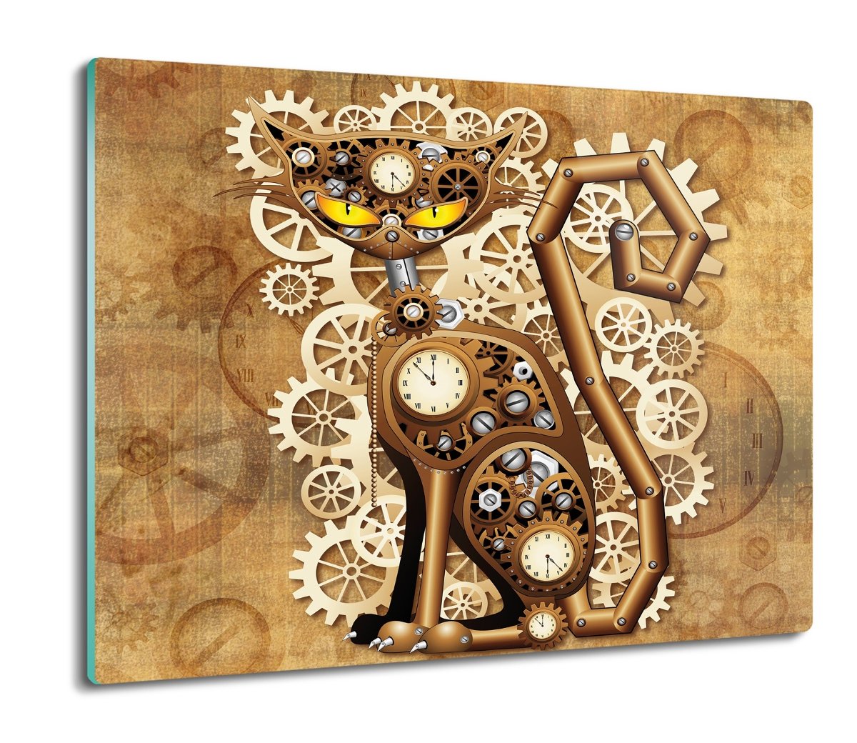 osłonka kuchenna z foto Kot mechanizm zegar 60x52, ArtprintCave