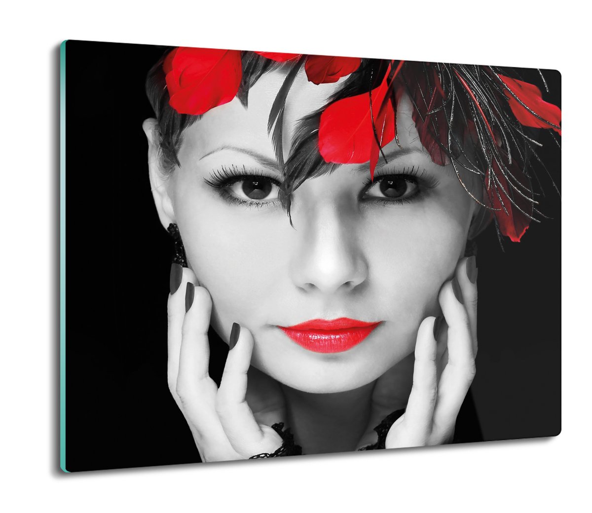 szklana osłonka kuchenna Kobieta włosy pióra 60x52, ArtprintCave