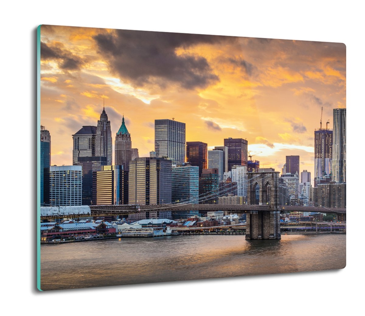 szklana osłona kuchenna Wieżowce most rzeka 60x52, ArtprintCave