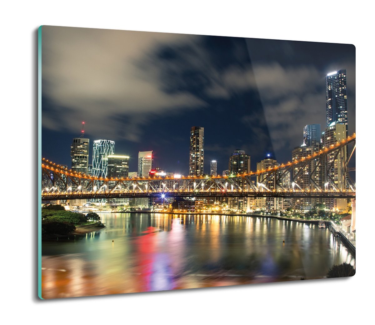 druk splashback z foto Wieżowce rzeka most 60x52, ArtprintCave