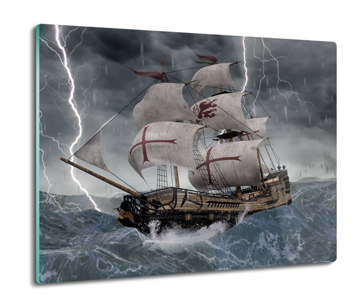 ochrona na indukcję druk Galeon burza morze 60x52, ArtprintCave
