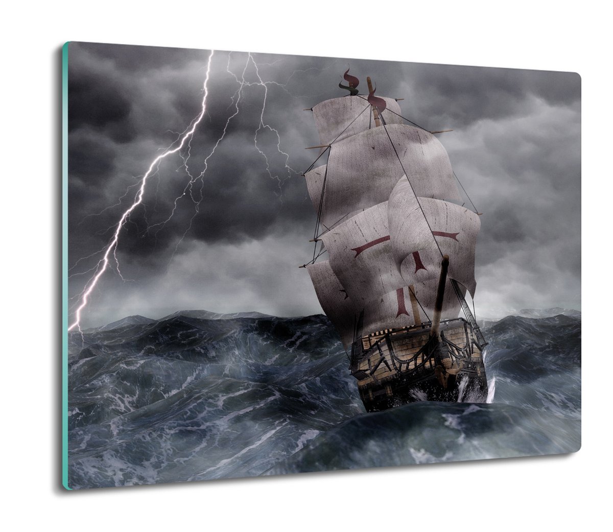 ochrona na indukcję druk Galeon burza morze 60x52, ArtprintCave