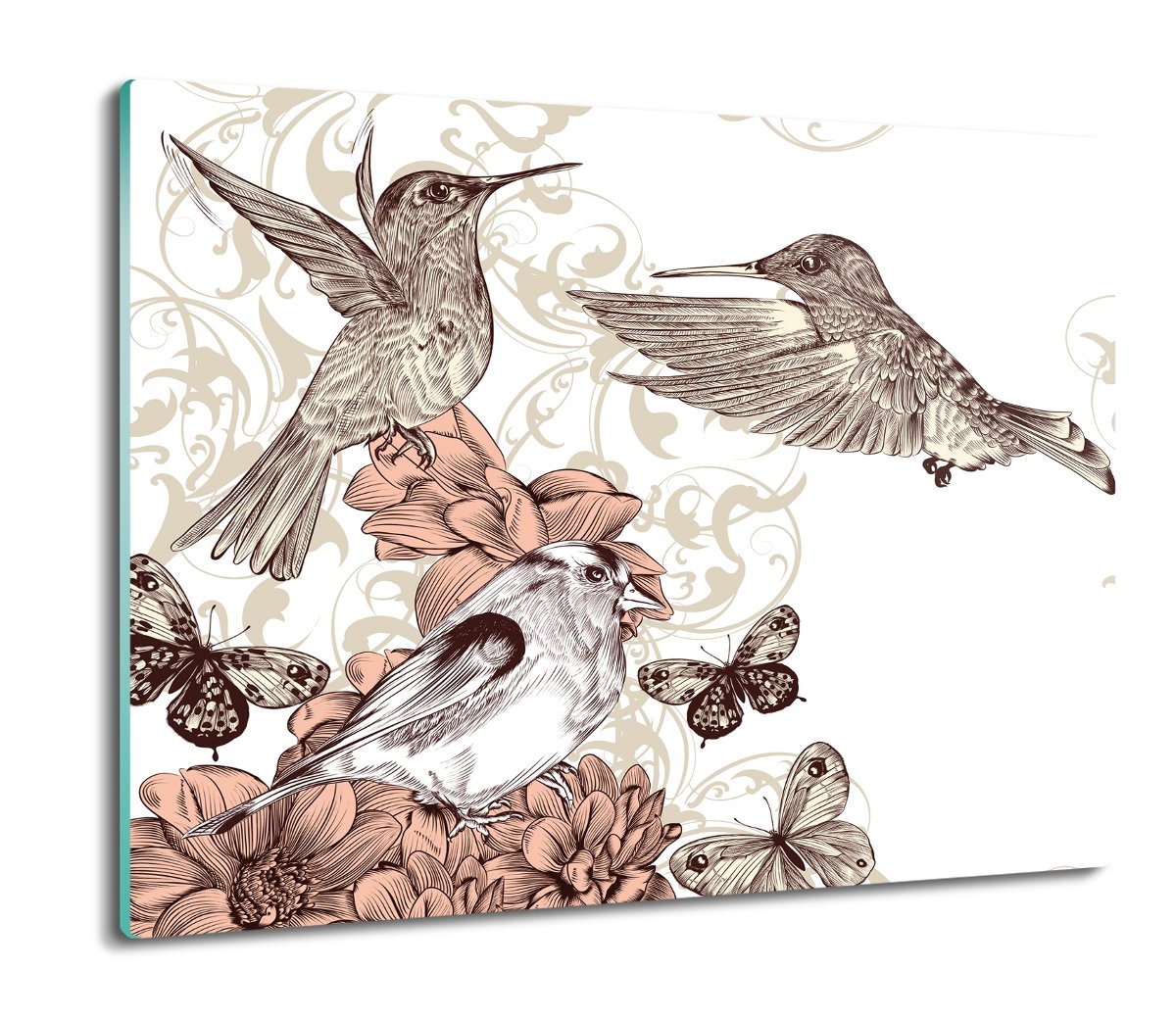 płyty ochronne na indukcję Ptaki kwiaty wzór 60x52, ArtprintCave