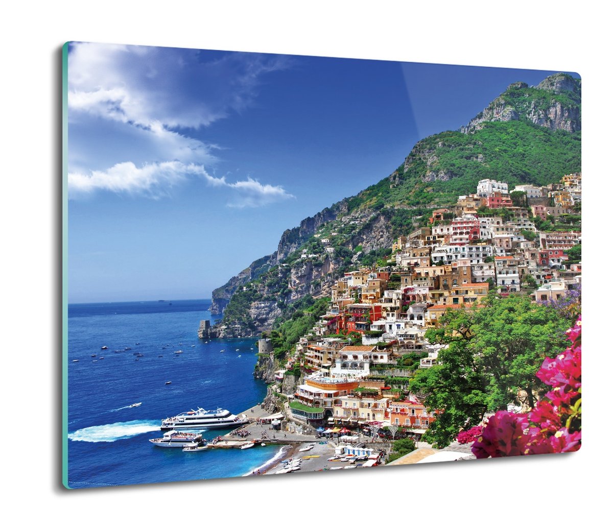 deska splashback druk Miasto wyspa kwiaty 60x52, ArtprintCave