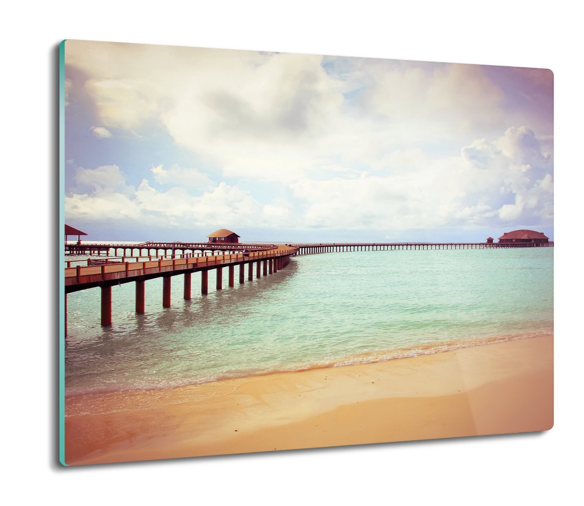 szklana osłonka z nadrukiem Plaża molo morze 60x52, ArtprintCave