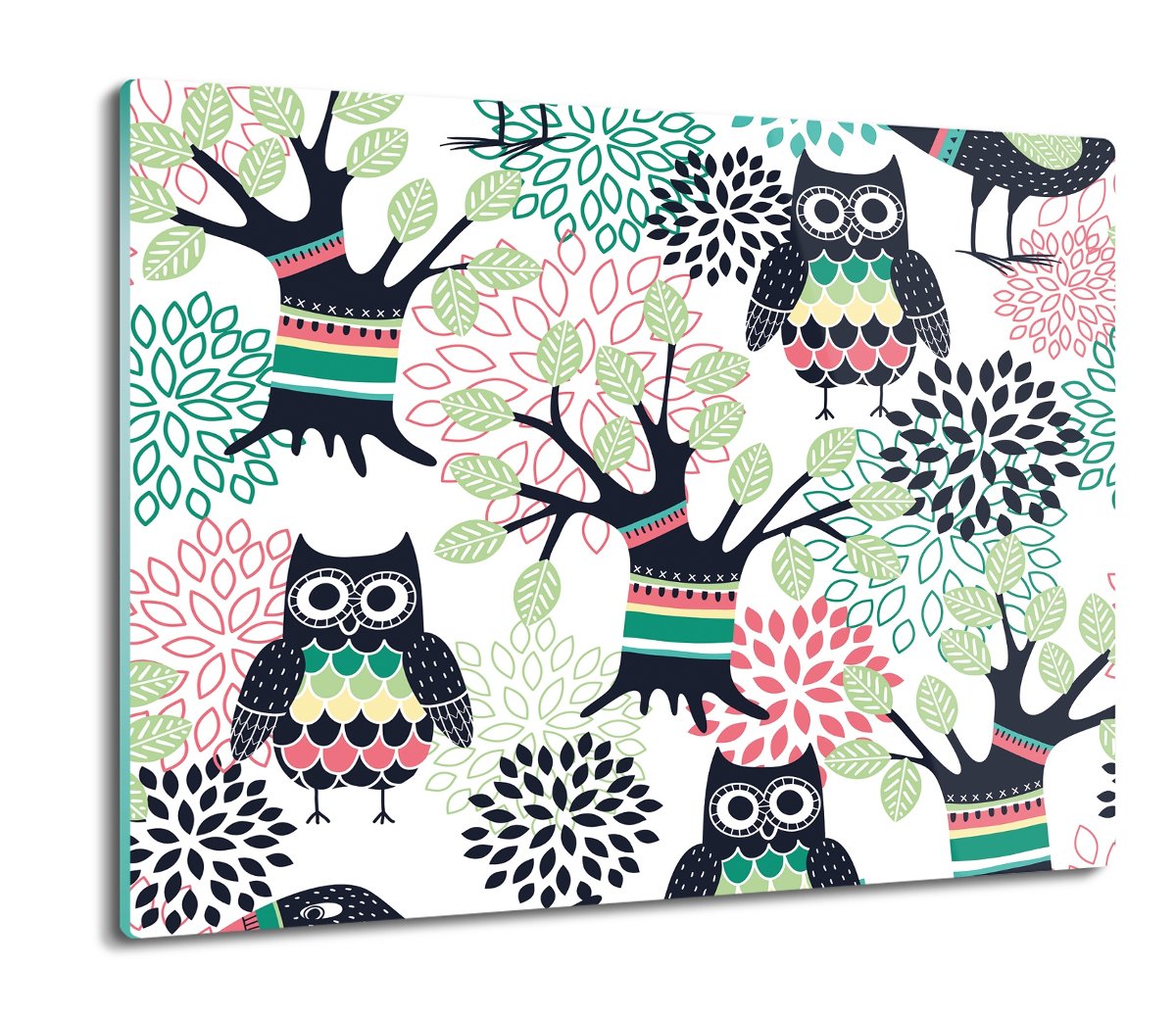 szklana osłona kuchenna Sowy drzewa liście 60x52, ArtprintCave