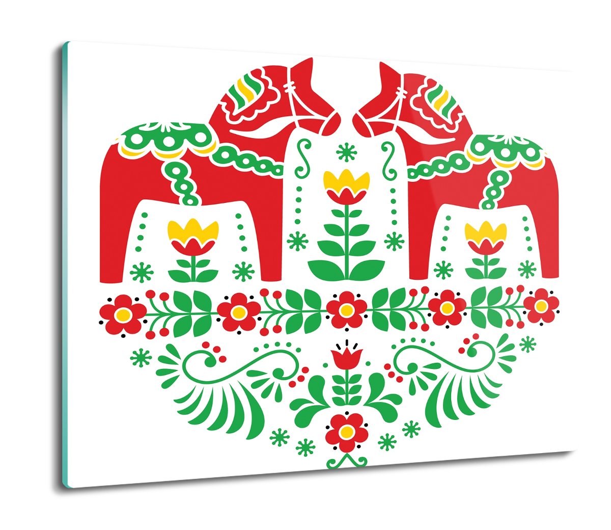 osłona płyty kuchennej Konie ludowy kwiaty 60x52, ArtprintCave