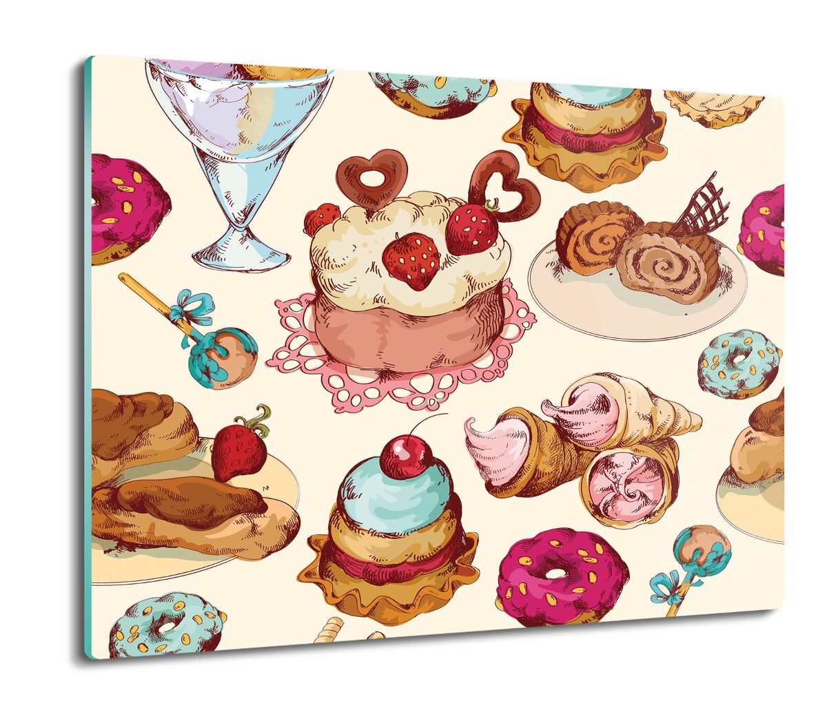 osłona płyty kuchennej Torty lody grafika 60x52, ArtprintCave