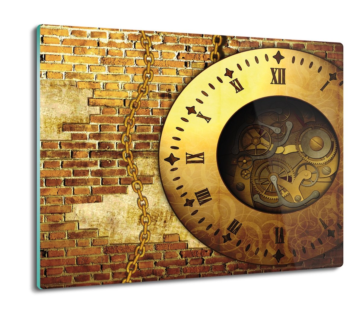 szklana osłona kuchenna Zegar mechanizm mur 60x52, ArtprintCave