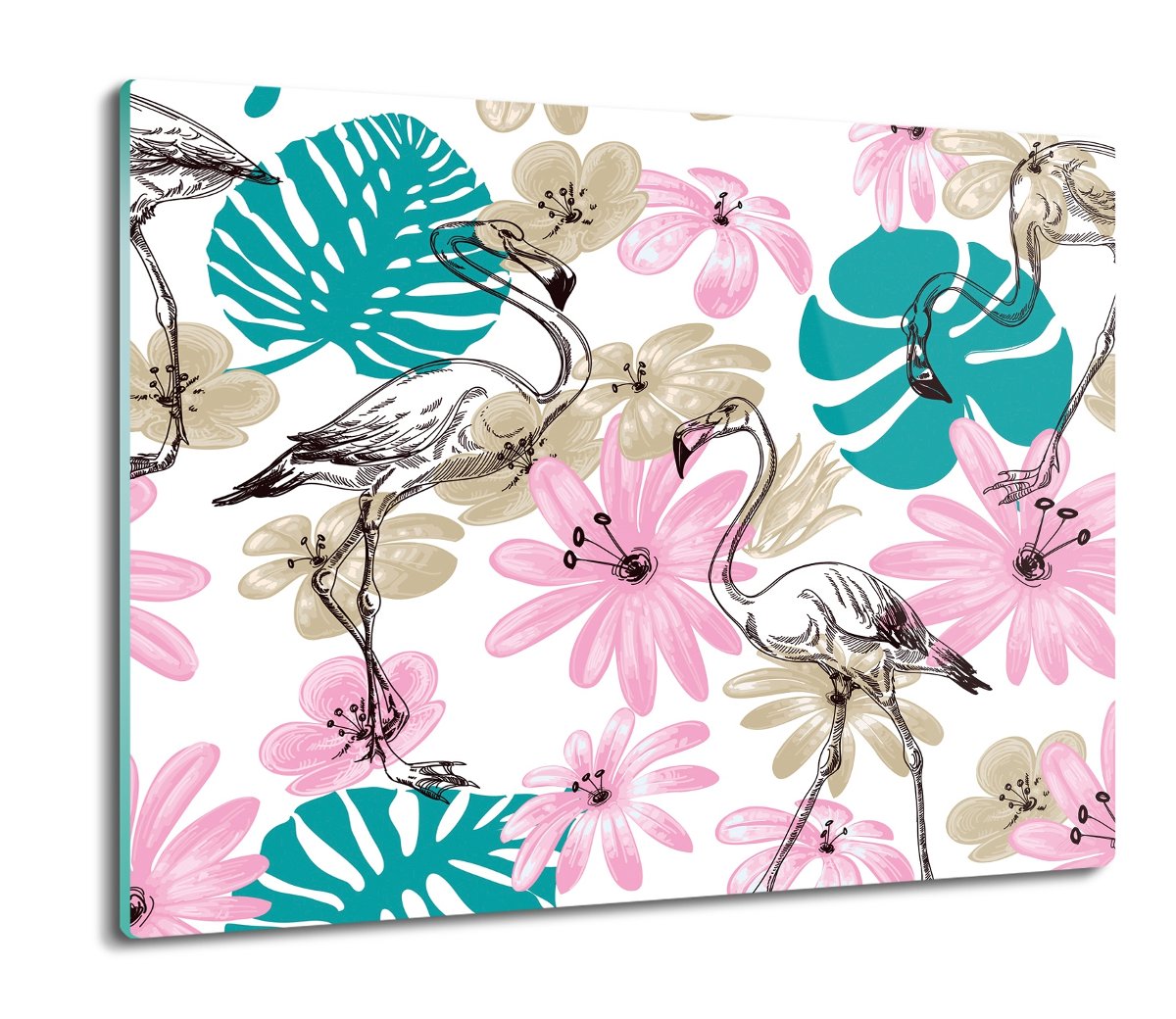 ochrona na indukcję Flamingi kwiaty wzór 60x52, ArtprintCave