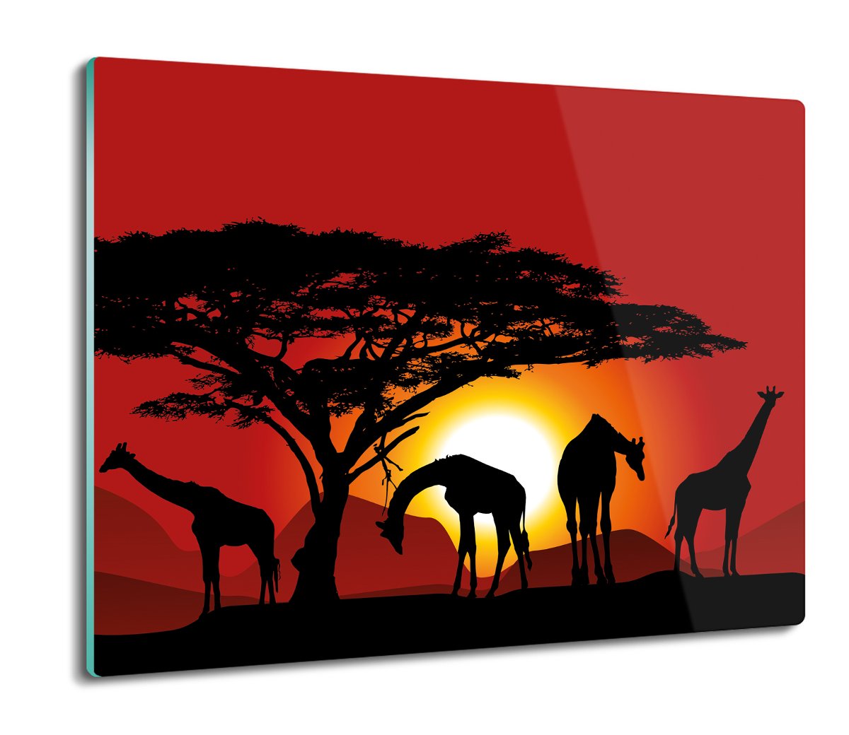szklana osłonka druk Żyrafy drzewo zachód 60x52, ArtprintCave