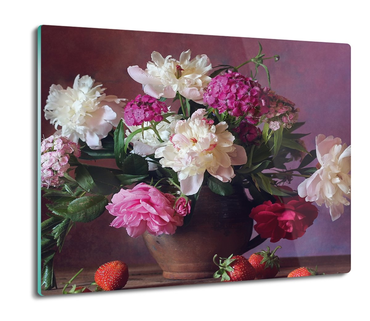 deska splashback z grafiką Piwonia truskawki 60x52, ArtprintCave