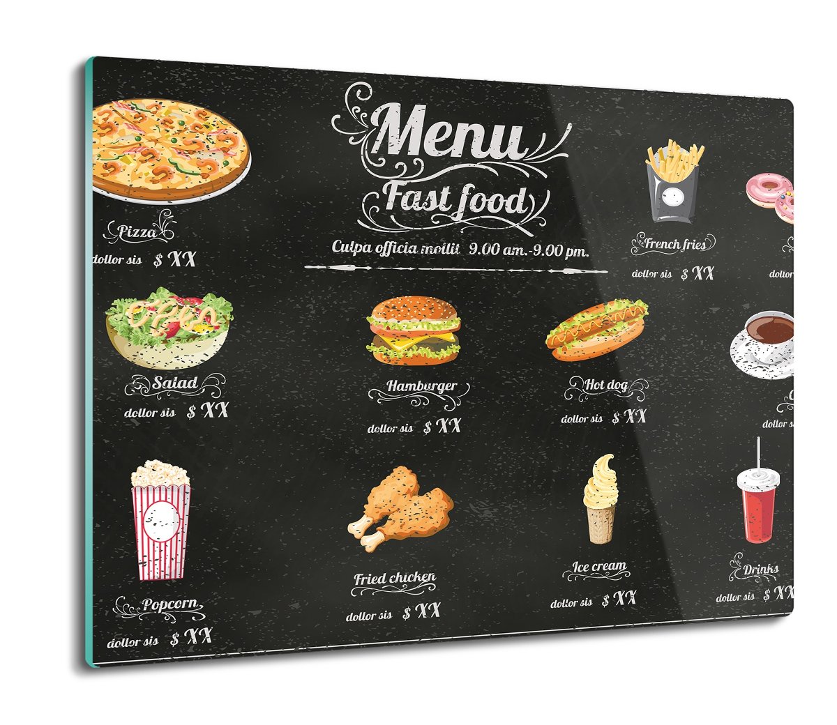 osłona płyty kuchennej druk Menu fast food 60x52, ArtprintCave